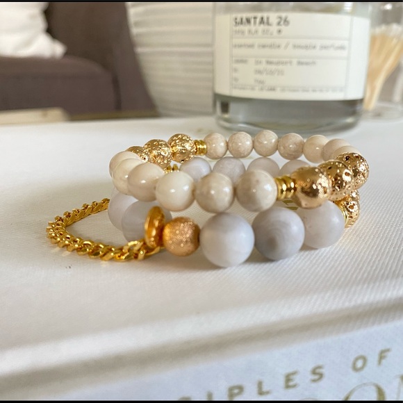 Gemstone bracelet set (2 pieces) - Picture 1 of 6
